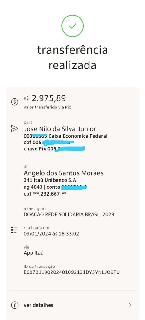 CAMPANHA ANUAL DE ARRECADAÇÃO DE 2023 - COMPROVANTE DE TRANSFERÊNCIA